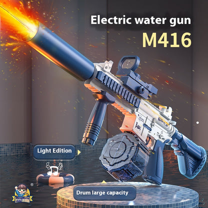 M416 LED Light-Up Electric Water Gun – Blue Edition with High-Speed Water Jet and Tactical Features